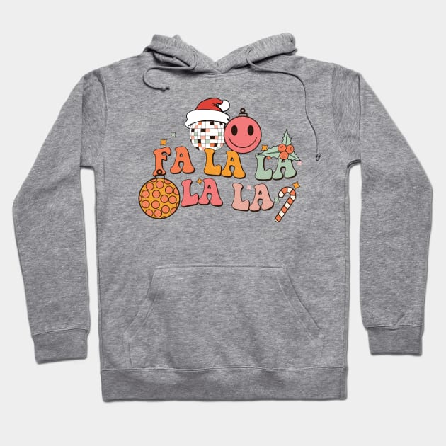 Groovy Fa La La La La Retro Disco Ball Santa Hat Ugly Christmas Sweater Hoodie by BadDesignCo